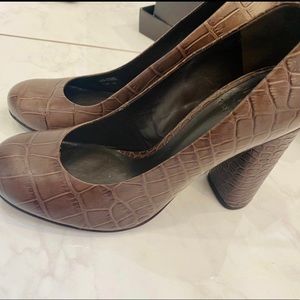 Brown Tory Burch block heels